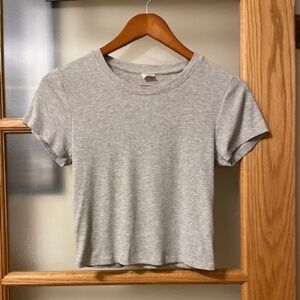 Wilfred | Rib Knit Cropped Tee | Heather Grey | Size S